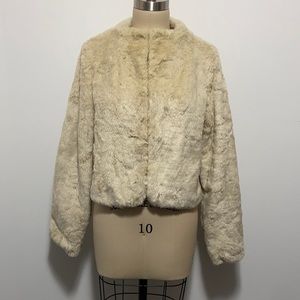 Old Navy Cream Faux Fur Jacket